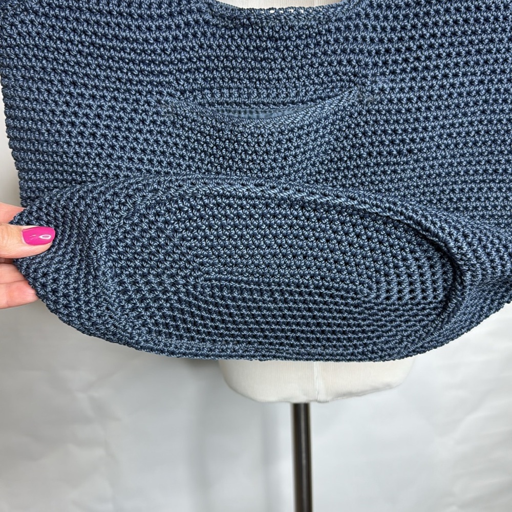 The Sak Blue Hand Crochet Bag with Brown Woven Straps - Picture 11 of 14